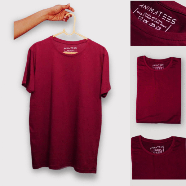 ANIMATEES Men's Cotton Blend T-Shirt | Red | Half Sleeve Regular Fit Casual Tee | Made in India