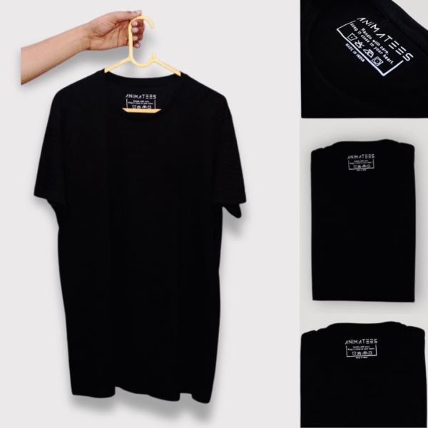 Home/T-Shirt/ANIMATEES Men’s Soft Cotton Blend Crew Neck T-Shirt – Black | Tagless | Casual & Comfortable